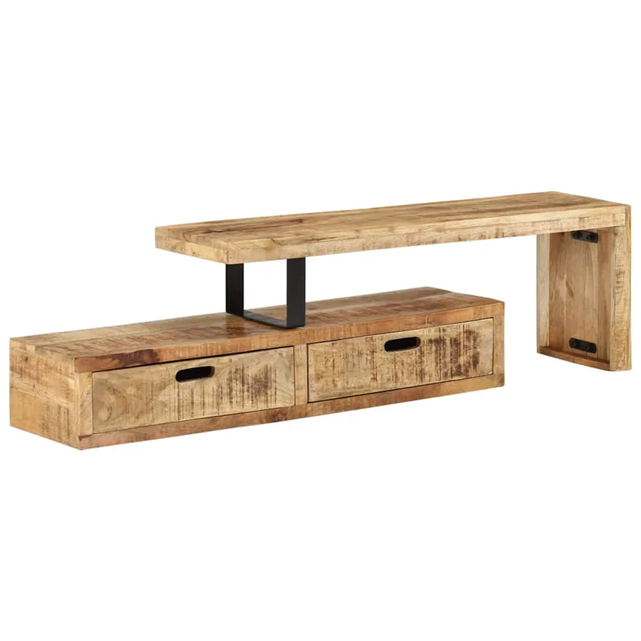 Meuble TV (118-200) x 30 x 40 cm en bois massif de manguier
