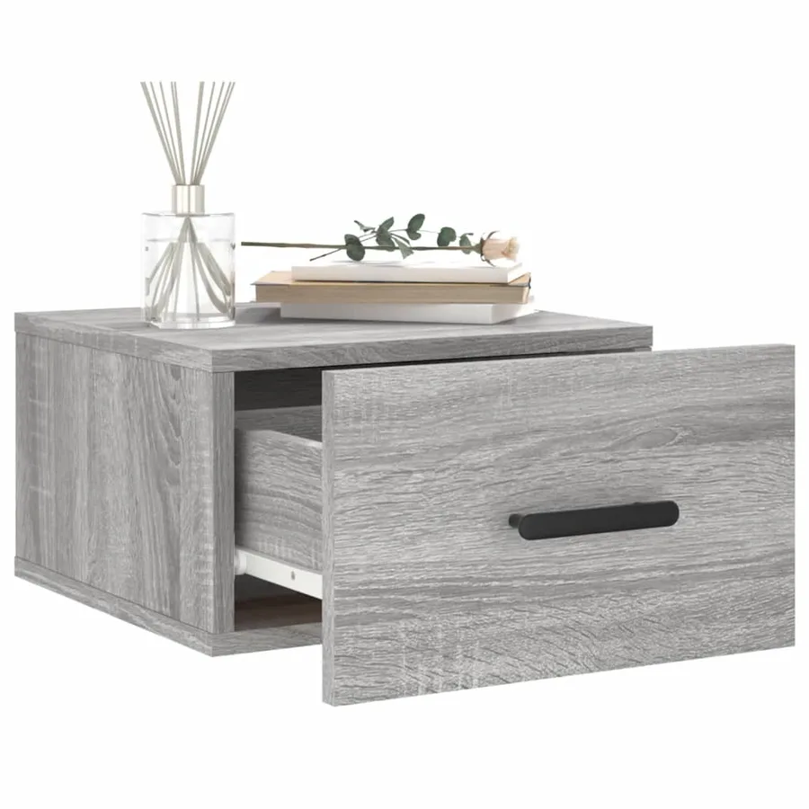 Table de chevet murale sonoma gris 35x35x20 cm - 4