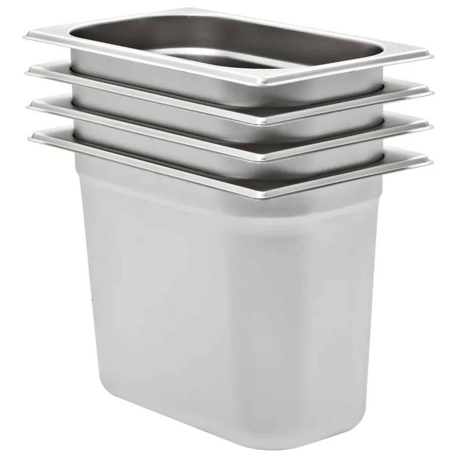 Récipients Gastronorm 4 pcs GN 1/4 200 mm Acier inoxydable