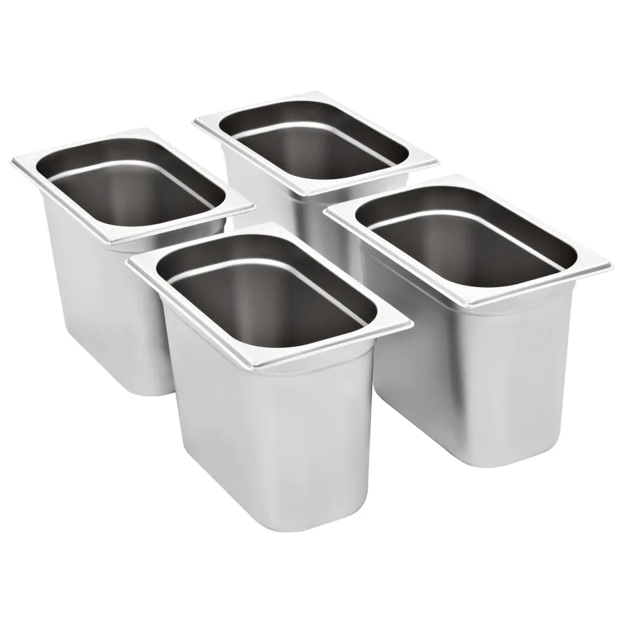 Récipients Gastronorm 4 pcs GN 1/4 200 mm Acier inoxydable - 2