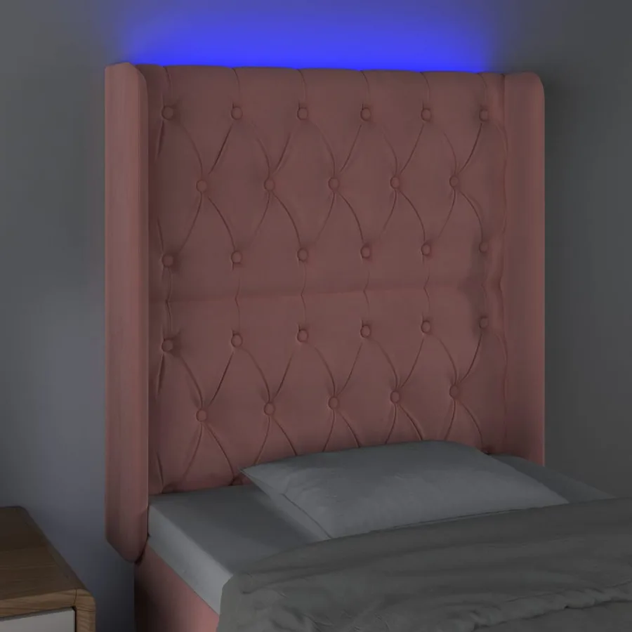 Tête de lit à LED Rose 83x16x118/128 cm Velours - 4