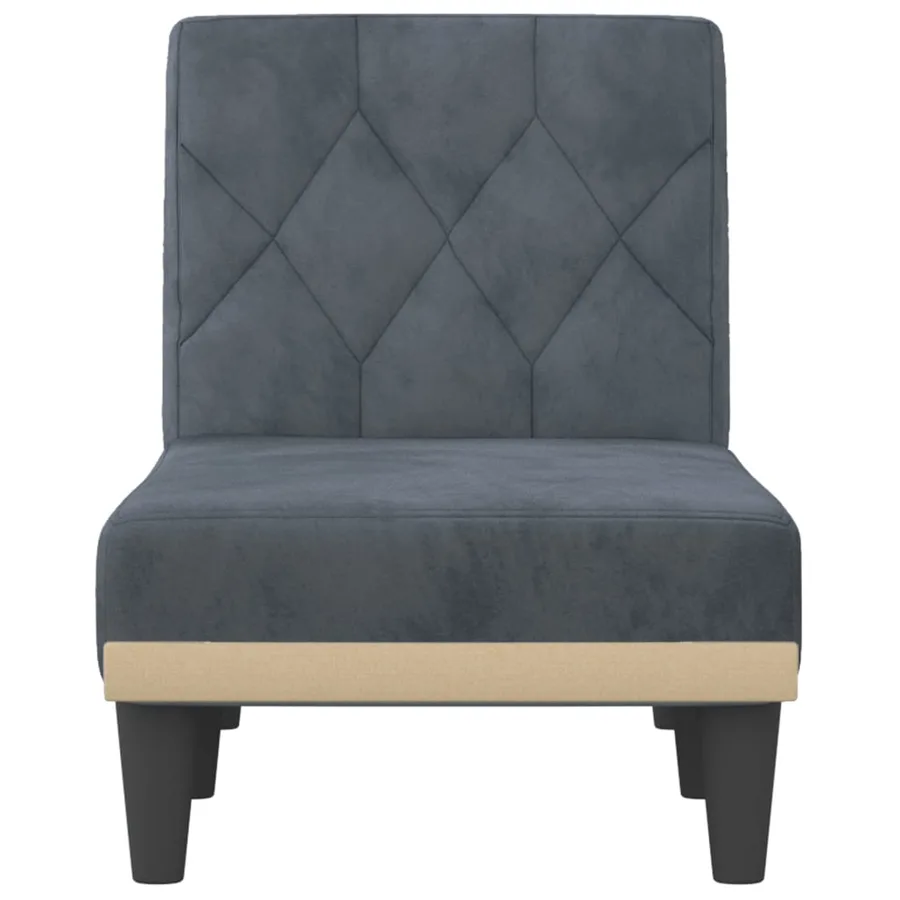 Chaise longue gris foncé velours - 4