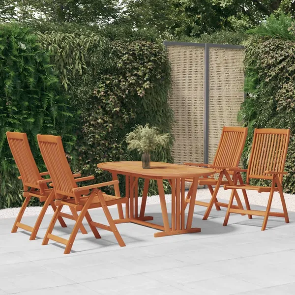 Ensemble à manger de jardin 5 pcs Bois d'eucalyptus massif