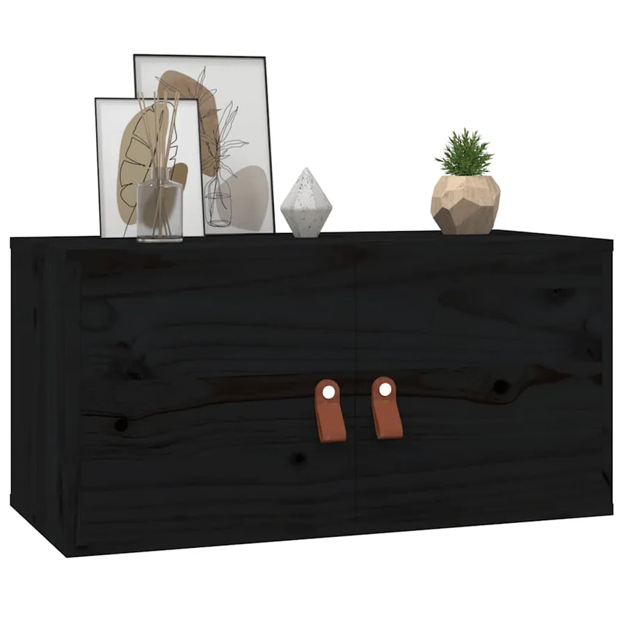 Armoires murales 2 pcs Noir 60x30x30 cm Bois de pin massif - 10