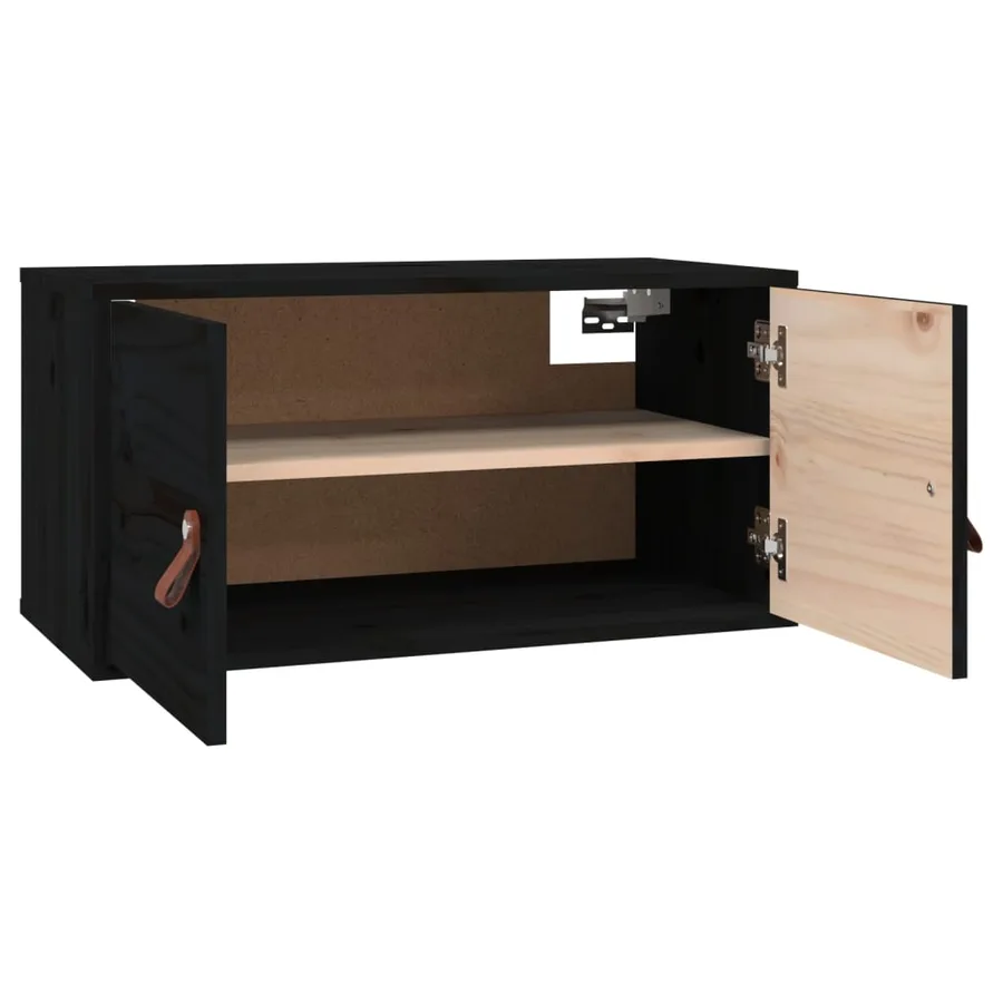 Armoires murales 2 pcs Noir 60x30x30 cm Bois de pin massif - 7