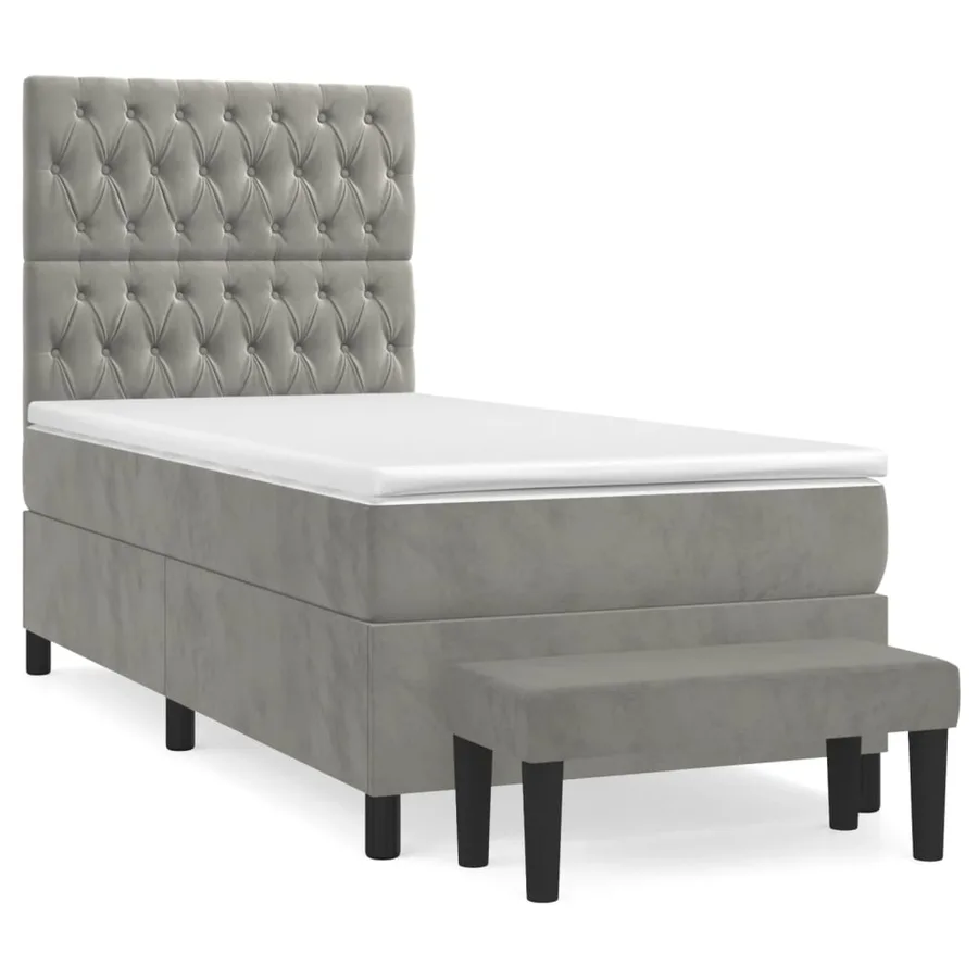 Sommier à lattes de lit et matelas Gris clair 90x190 cm Velours - 2