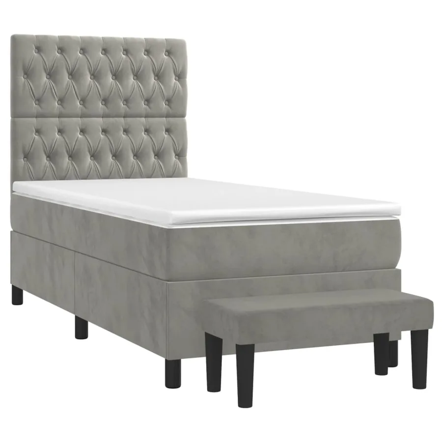 Sommier à lattes de lit et matelas Gris clair 90x190 cm Velours - 3