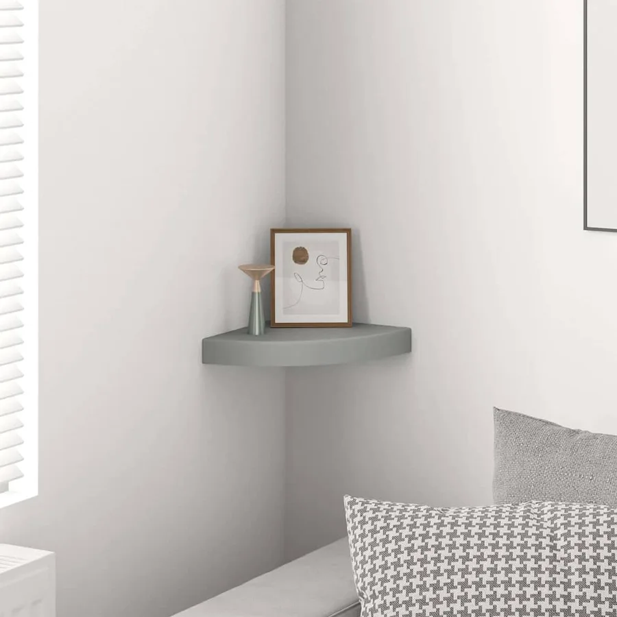 Étagère d'angle flottante gris 25x25x3,8 cm MDF - 3