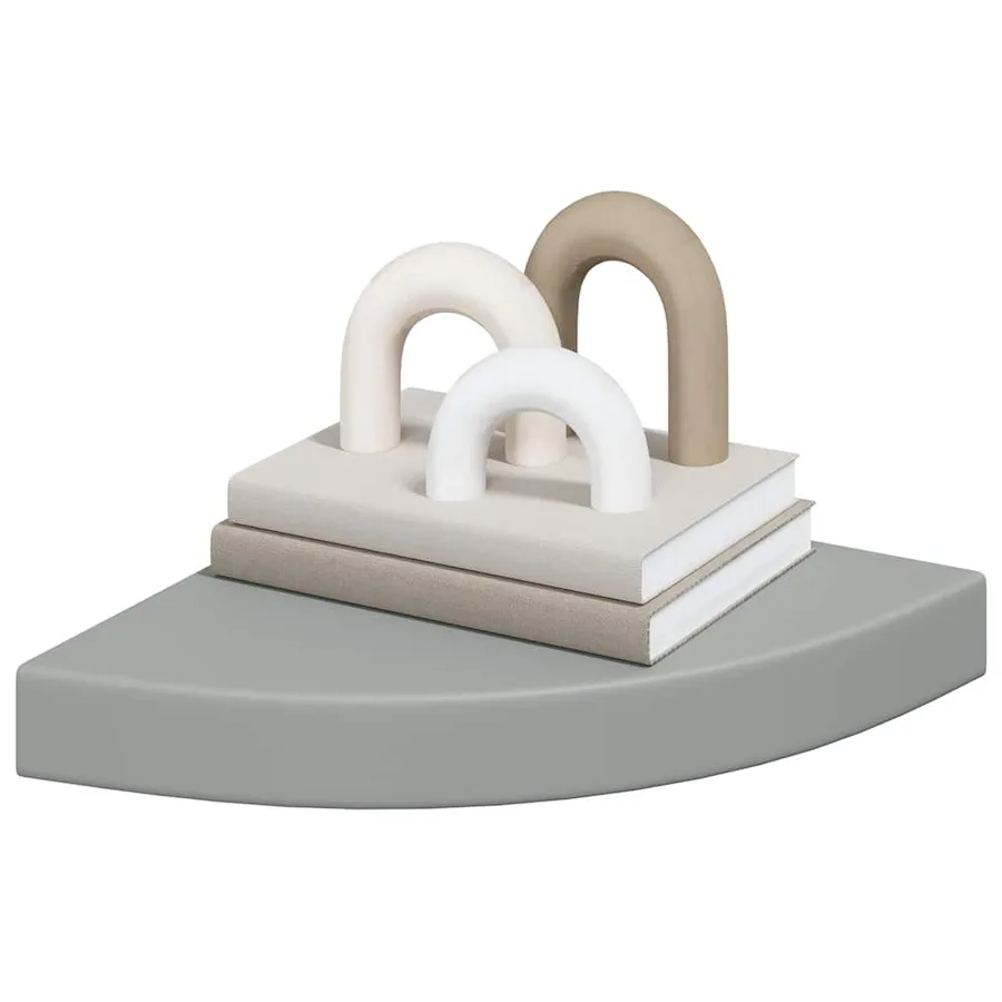Étagère d'angle flottante gris 25x25x3,8 cm MDF - 4