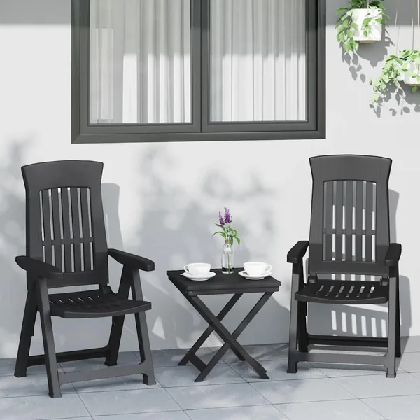 Chaises inclinables de jardin lot de 2 anthracite PP