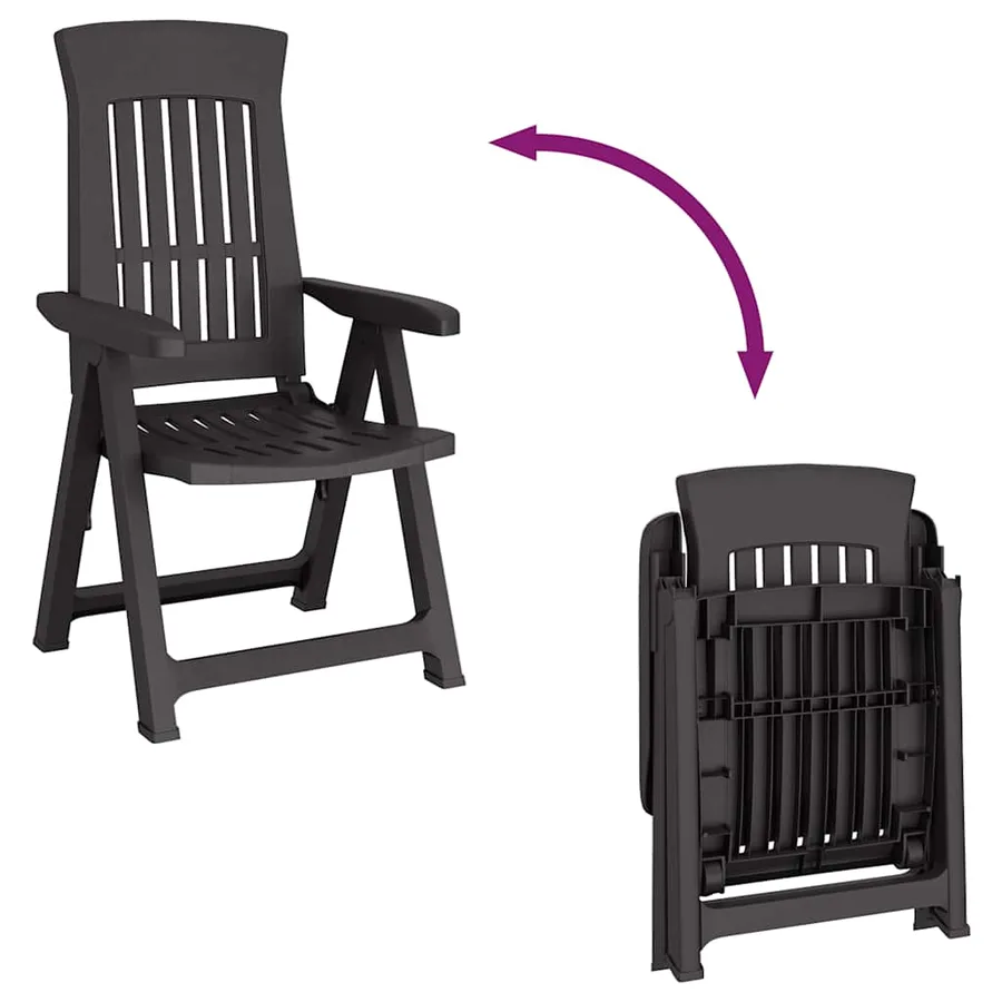 Chaises inclinables de jardin lot de 2 anthracite PP - 10