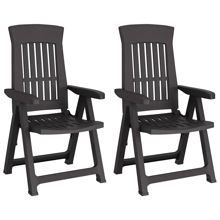Chaises inclinables de jardin lot de 2 anthracite PP - 2