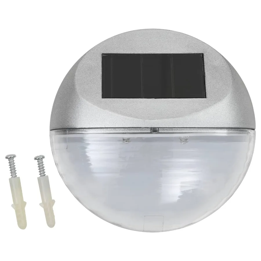 Lampe solaire murale à LED d'extérieur 12 pcs Rond Argenté - 2