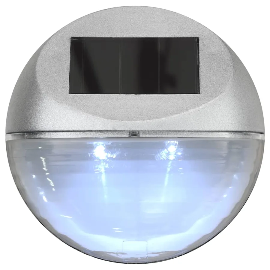 Lampe solaire murale à LED d'extérieur 12 pcs Rond Argenté - 6