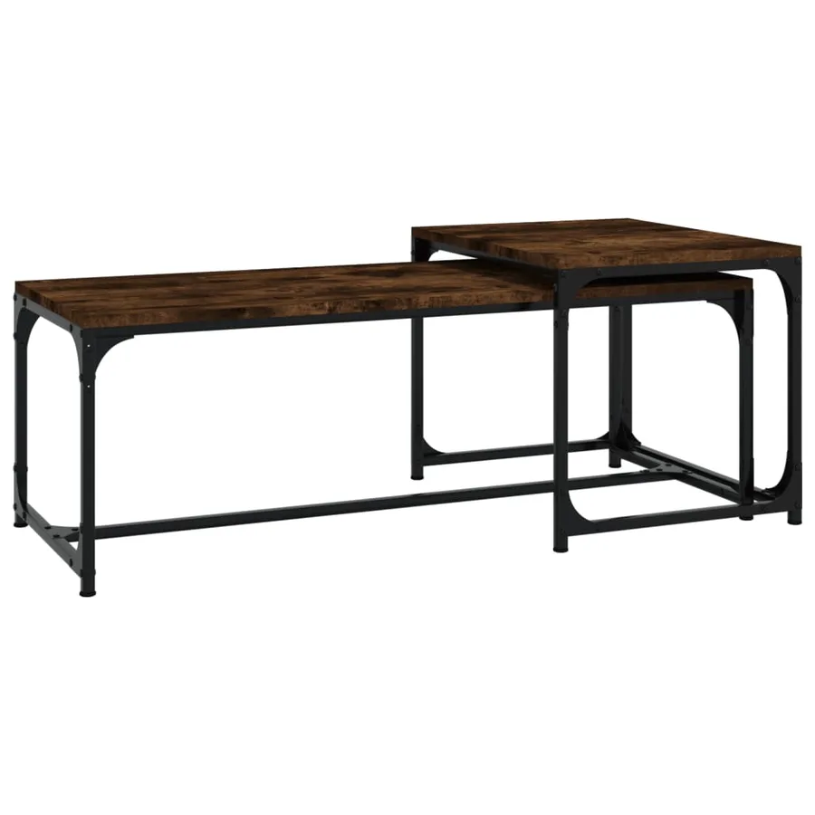 Tables basses 2 pcs Chêne fumé Bois d'ingénierie - 2