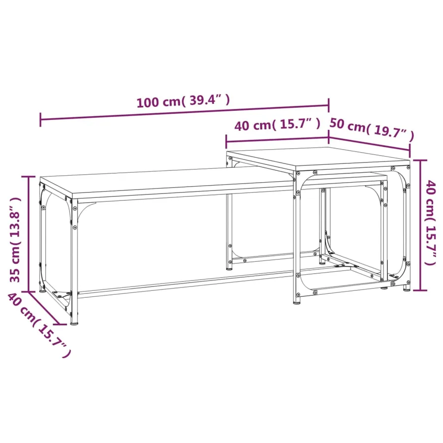 Tables basses 2 pcs Chêne fumé Bois d'ingénierie - 9