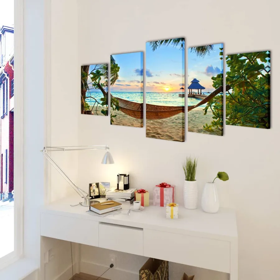 Set de toiles murales imprimées Plage avec hamac 200 x 100 cm - 2