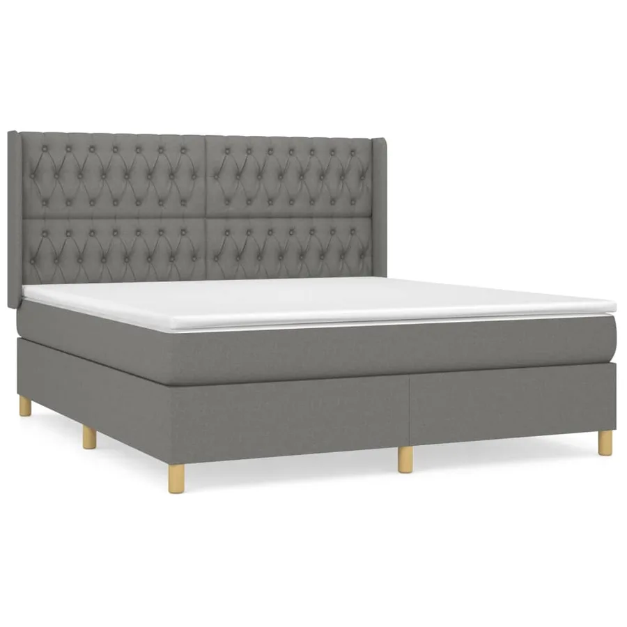 Sommier à lattes de lit avec matelas Gris foncé 180x200cm Tissu - 2