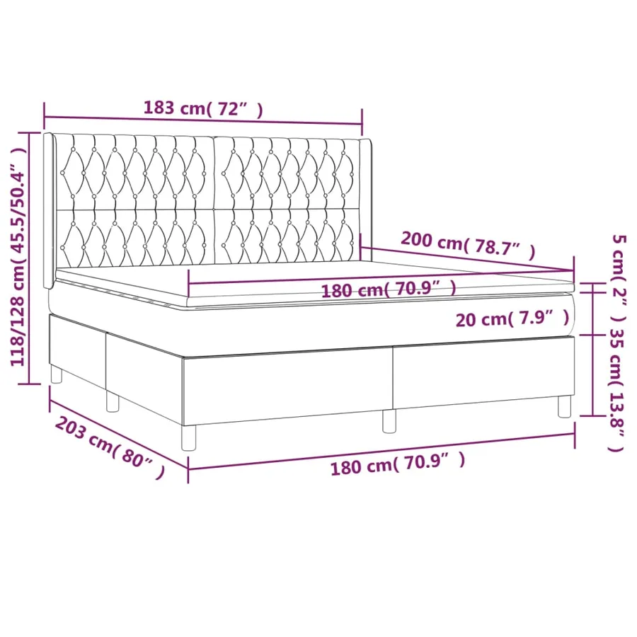 Sommier à lattes de lit avec matelas Gris foncé 180x200cm Tissu - 7