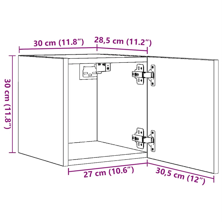 Meuble TV mural Sonoma gris 30,5x30x30 cm - 11