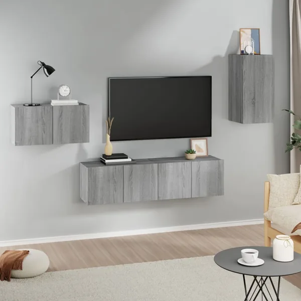 Ensemble de meubles TV 4 pcs Sonoma gris Bois d'ingénierie