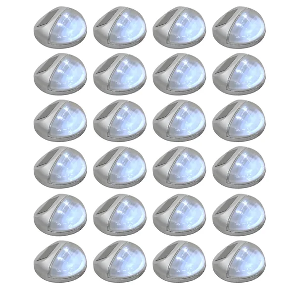 Lampes solaires murales à LED d'extérieur 24 pcs Rond Argenté