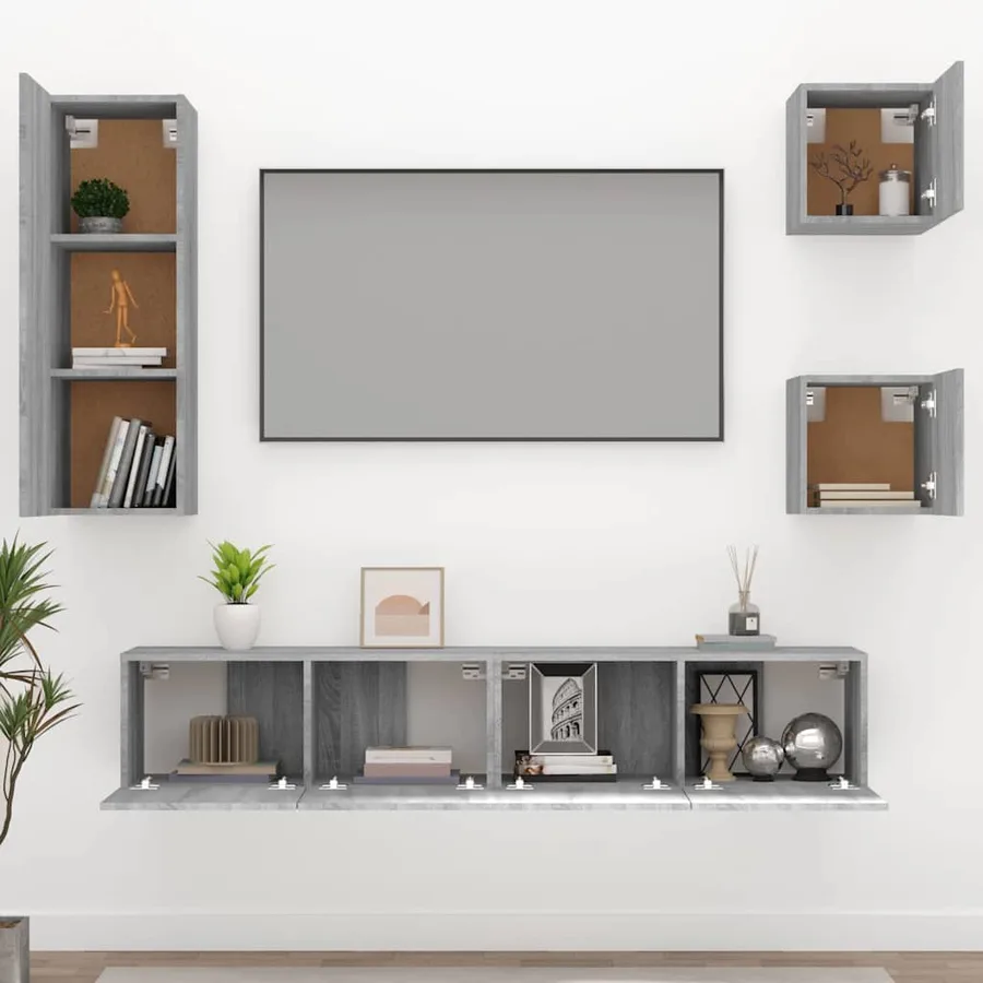 Ensemble de meubles TV 5 pcs Sonoma gris Bois d'ingénierie - 3