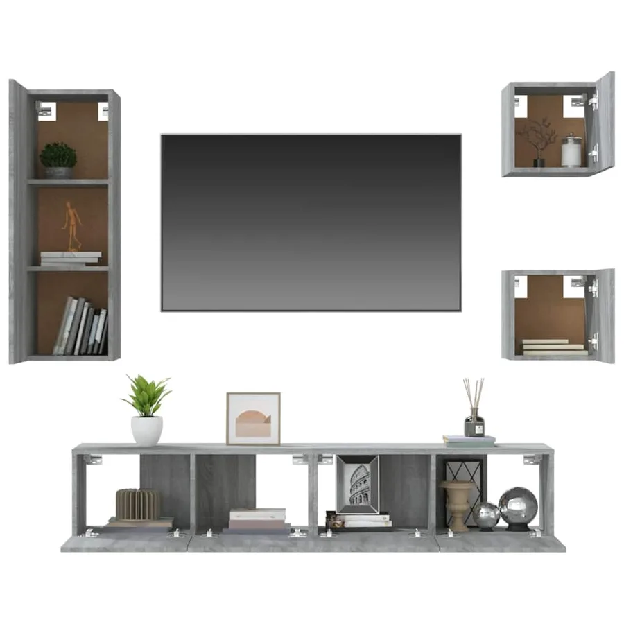 Ensemble de meubles TV 5 pcs Sonoma gris Bois d'ingénierie - 5