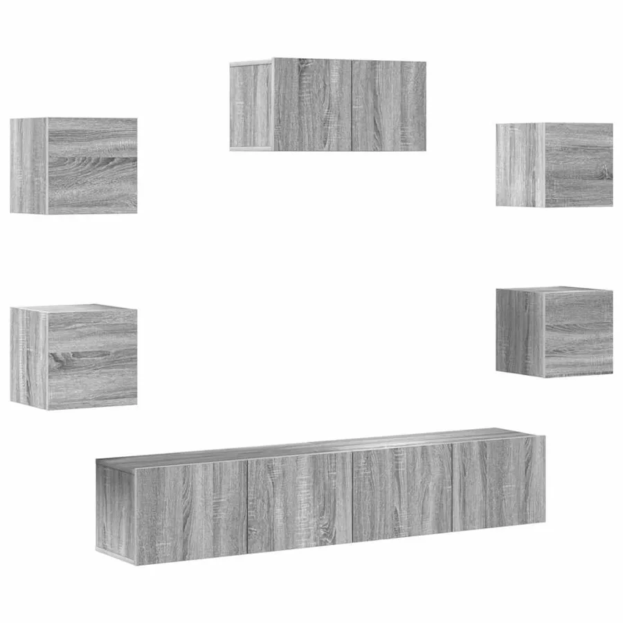 Ensemble de meubles TV 7 pcs Sonoma gris Bois d'ingénierie - 2