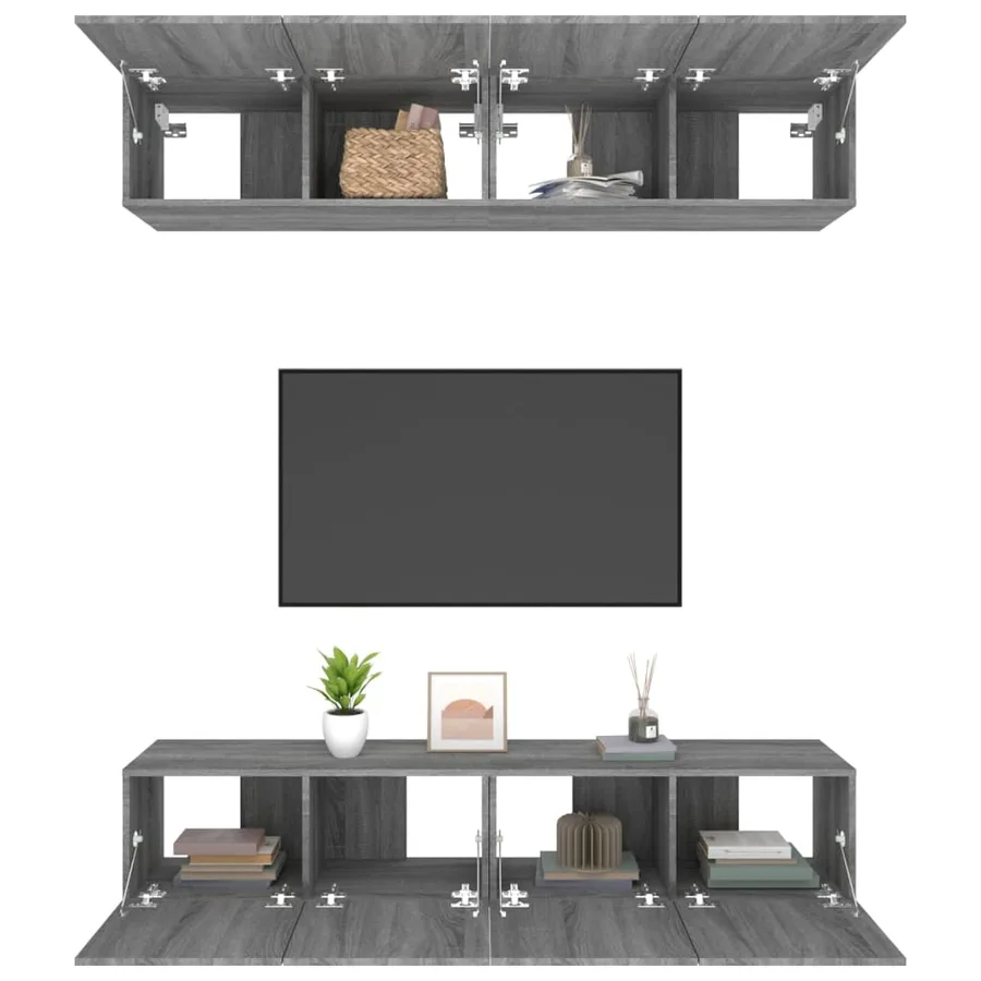 Meubles TV 4 pcs sonoma gris 80x30x30 cm bois d'ingénierie - 5