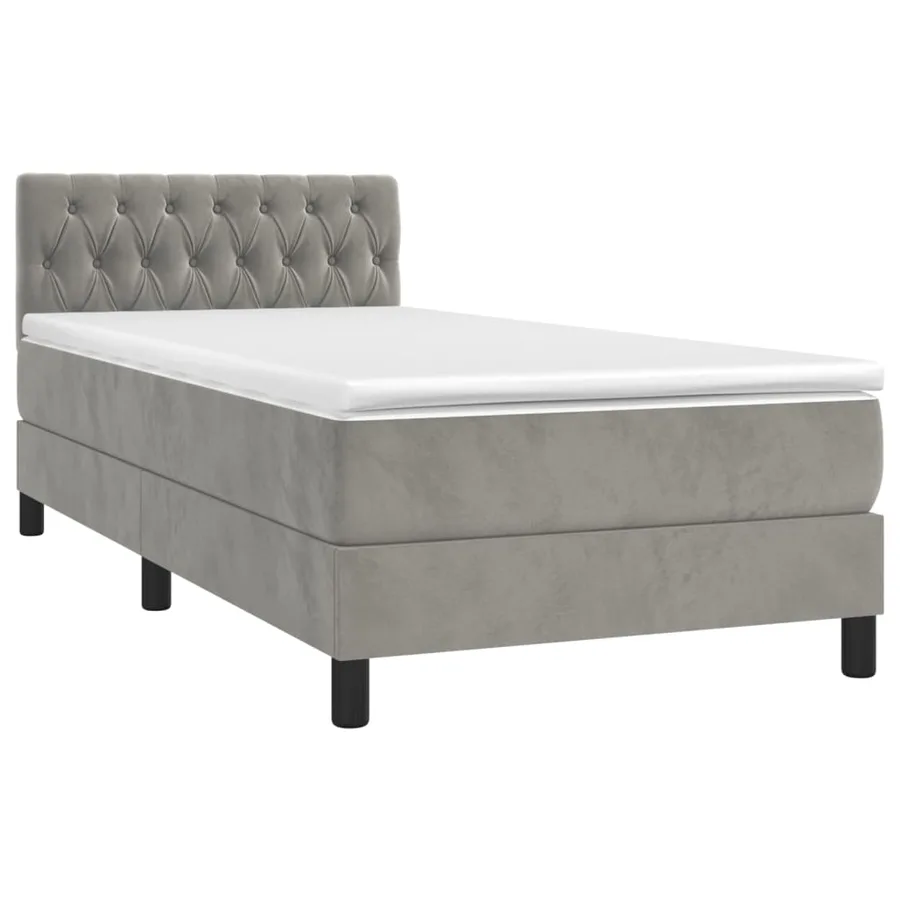 Sommier à lattes de lit avec matelas et LED Gris clair 90x200cm - 3