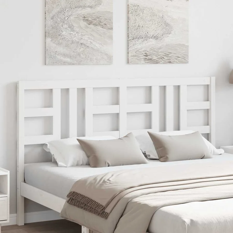 Tête de lit Blanc 156x4x100 cm Bois massif de pin - 3