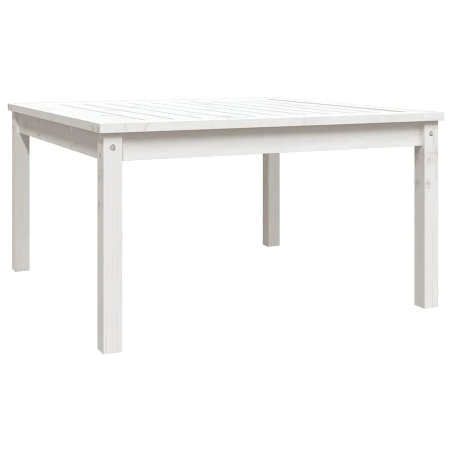 Table de jardin blanc 82,5x82,5x45 cm bois massif de pin - 2