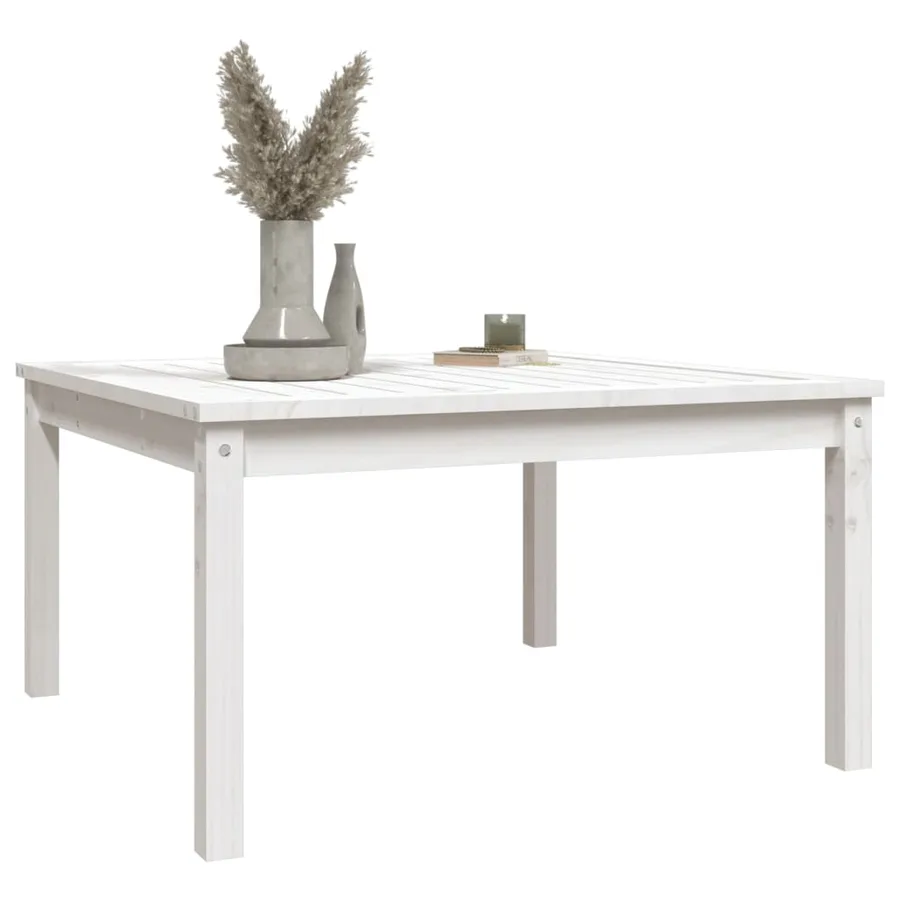 Table de jardin blanc 82,5x82,5x45 cm bois massif de pin - 4