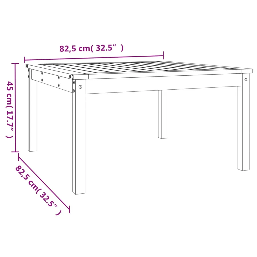 Table de jardin blanc 82,5x82,5x45 cm bois massif de pin - 8