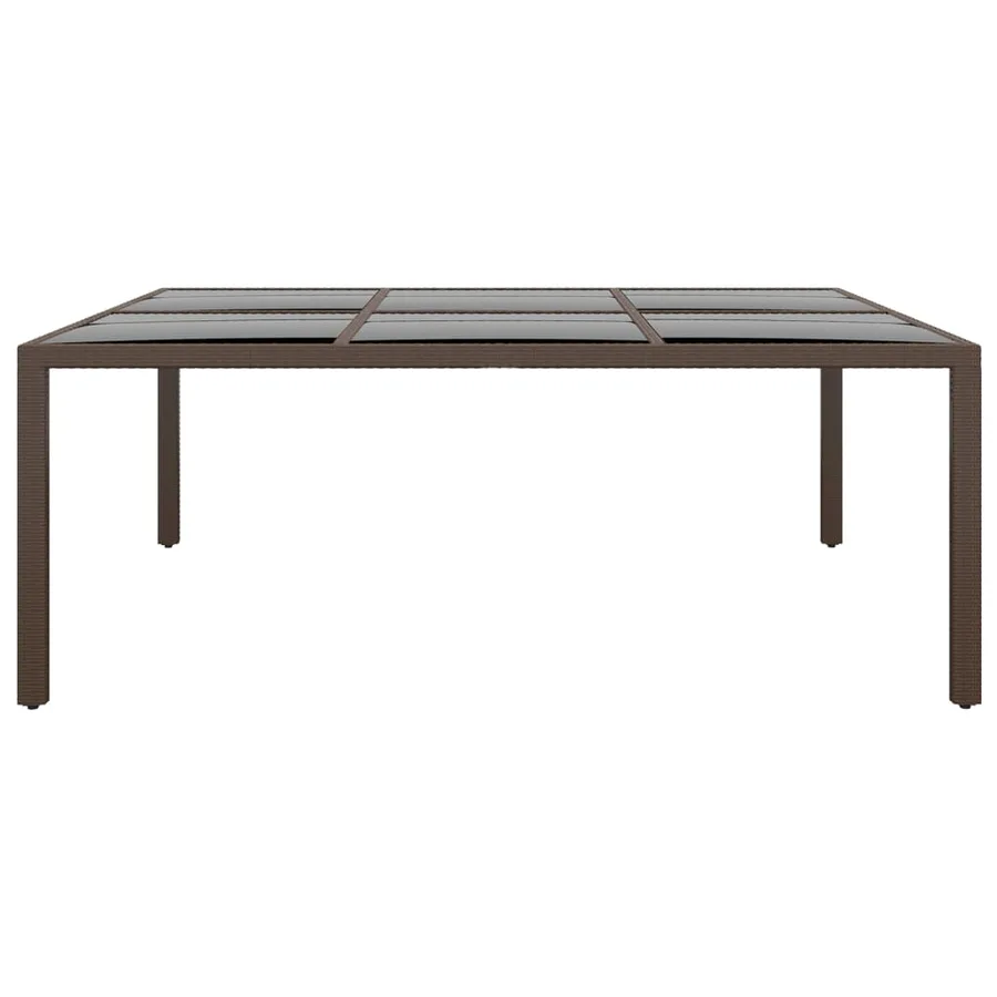 Table de jardin avec dessus en verre Marron 200x150x75 cm Rotin - 2