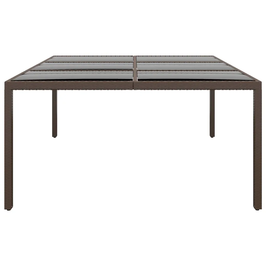 Table de jardin avec dessus en verre Marron 200x150x75 cm Rotin - 3