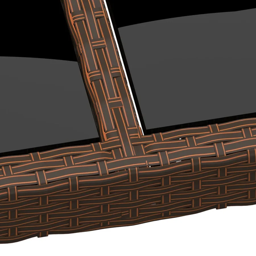 Table de jardin avec dessus en verre Marron 200x150x75 cm Rotin - 4