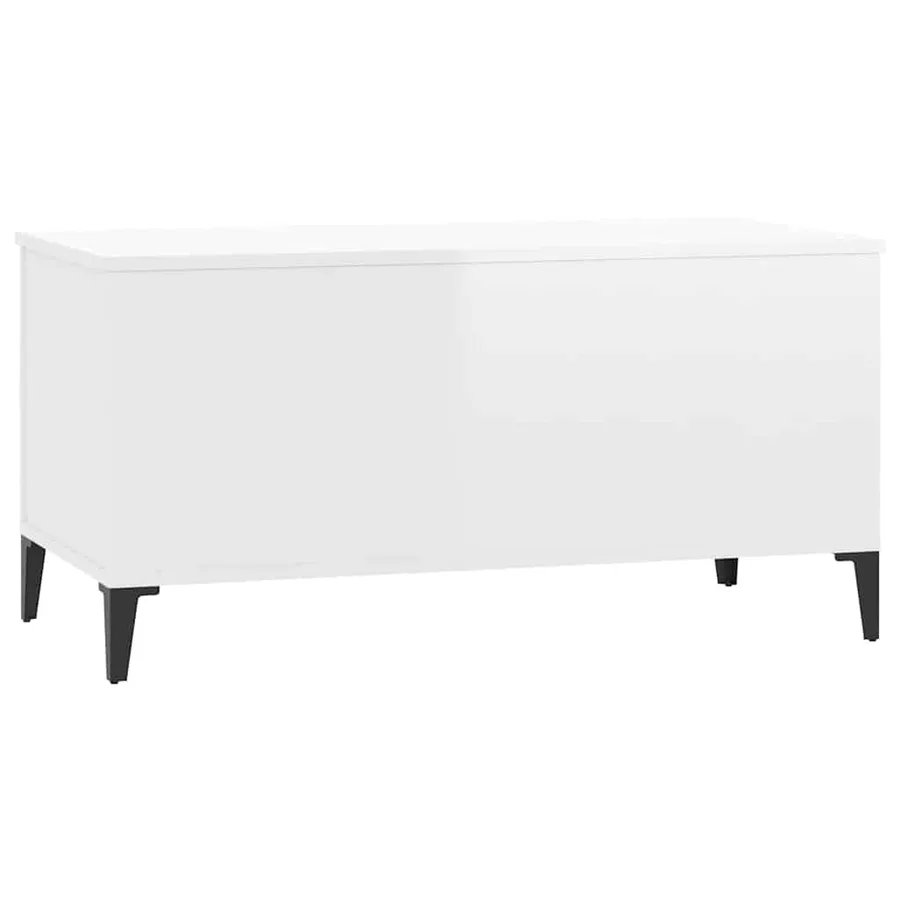 Table basse Blanc brillant 90x44,5x45 cm Bois d'ingénierie - 4