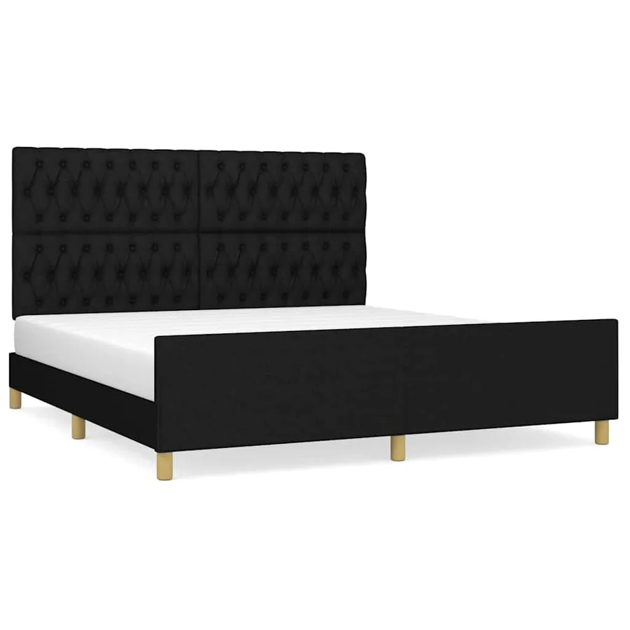 Cadre de lit sans matelas noir 180x200 cm tissu - 2