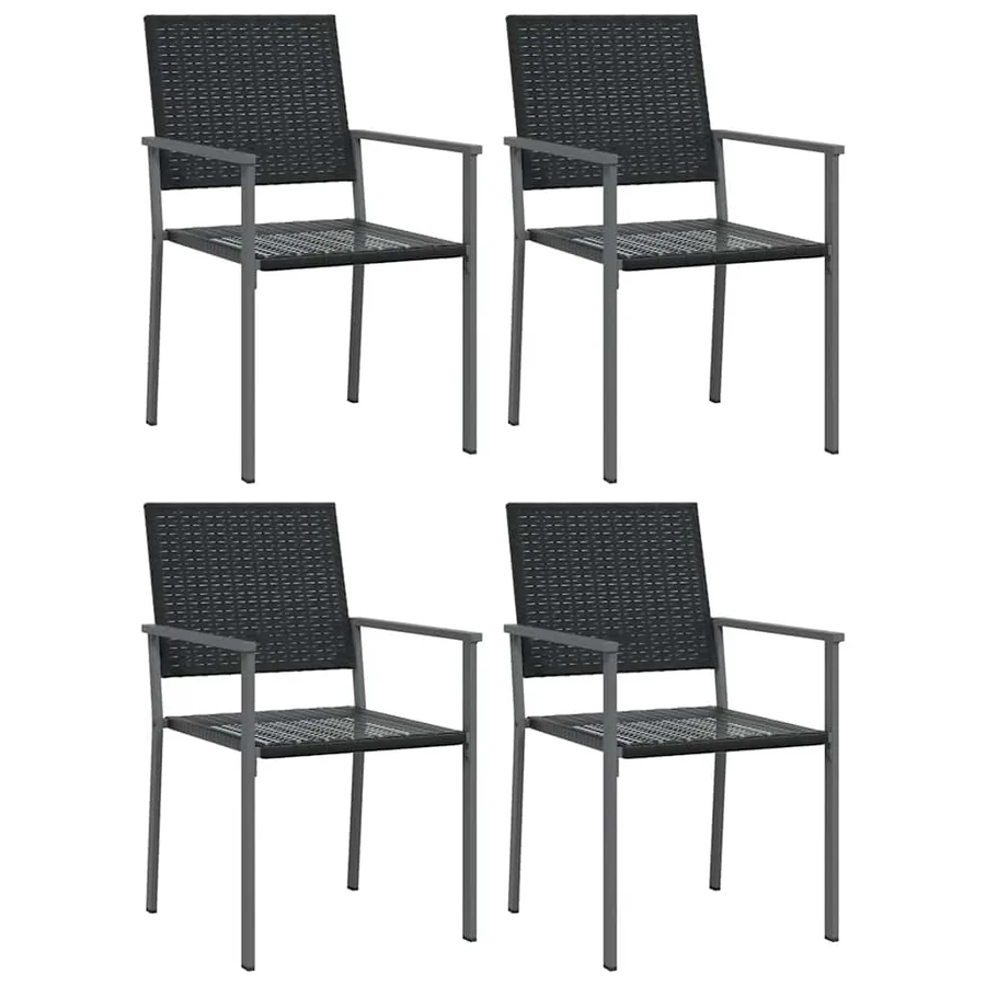 Chaises de jardin lot de 4 noir 54x62,5x89 cm résine tressée - 2
