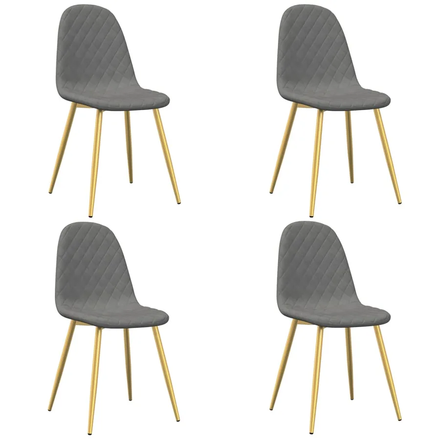 Chaises à manger lot de 4 Gris clair Velours - 2
