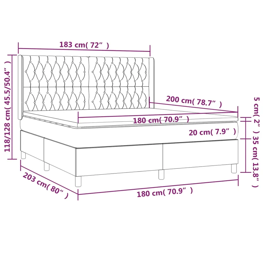 Sommier à lattes de lit matelas LED Gris clair 180x200 cm Tissu - 8