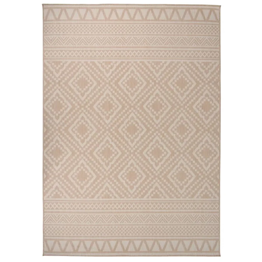 Tapis à tissage plat d'extérieur 140x200 cm Rayures brunes