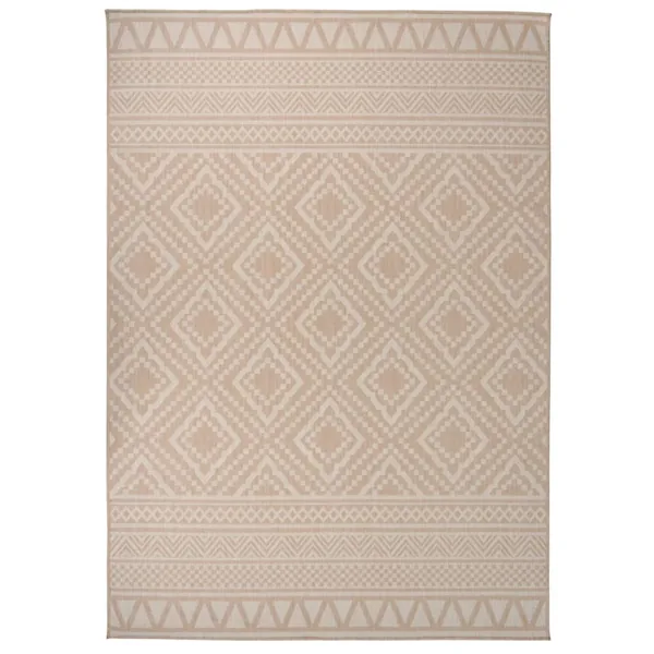 Tapis à tissage plat d'extérieur 140x200 cm Rayures brunes