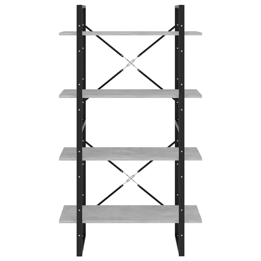 Bibliothèque à 4 niveaux gris béton 80x30x140cm bois ingénierie - 5