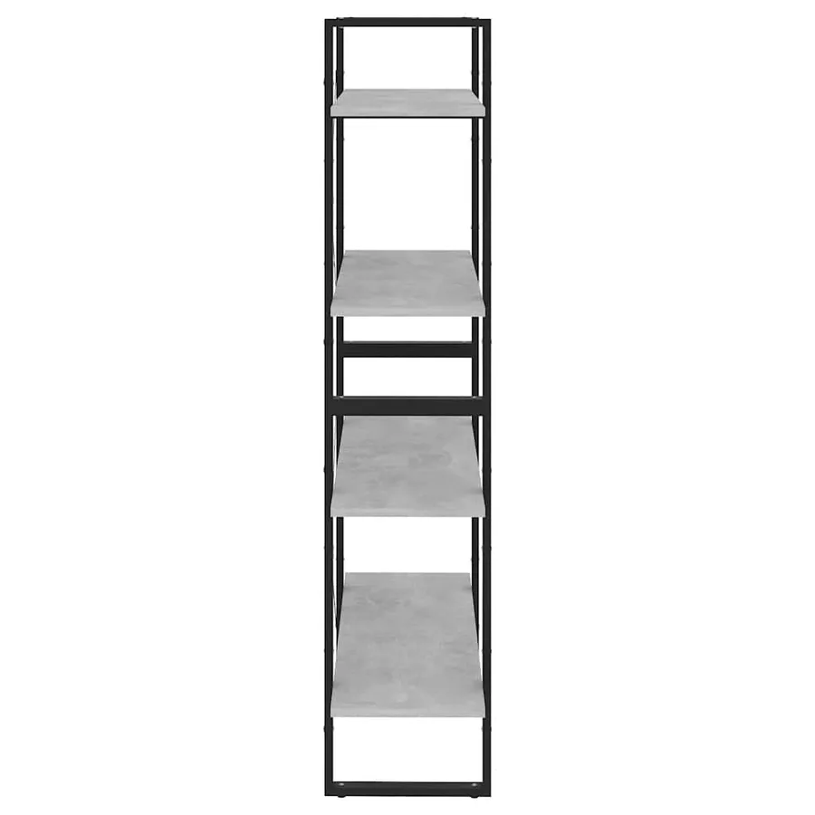 Bibliothèque à 4 niveaux gris béton 80x30x140cm bois ingénierie - 6
