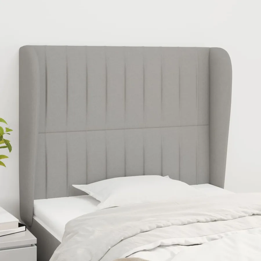 Tête de lit avec oreilles Gris clair 93x23x118/128 cm Tissu