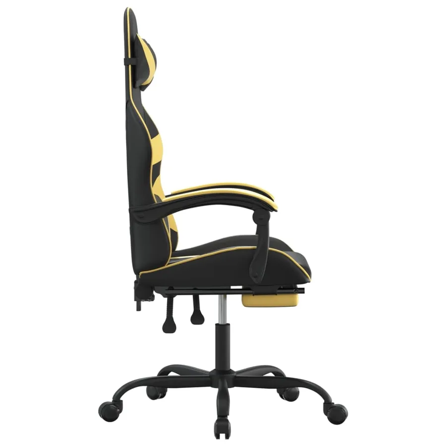 Chaise de jeu pivotante et repose-pied Noir et doré Similicuir - 4