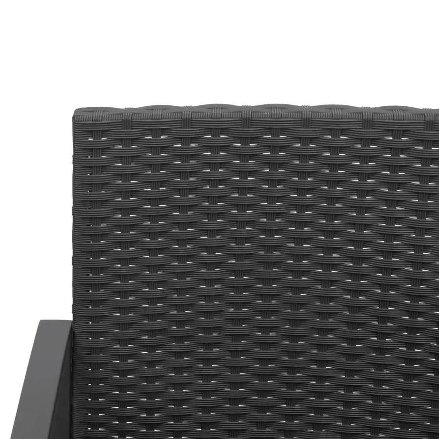 Ensemble à manger de jardin avec coussins 3 pcs noir rotin PP - 6